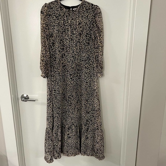 ZARA NWOT Cheetah Print Pleated Maxi Dress Size Small - Picture 1 of 8